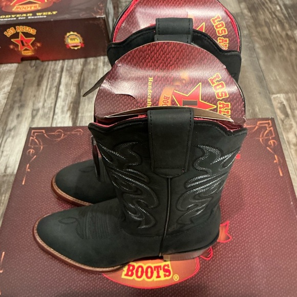 Los Altos Women’s Leather Black Cowboy Boots Size 6.5 - Picture 3 of 16